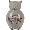 Clayre & Eef Figurita de Cerámica Búho Gris Rosa 11x10x17 cm Estilo Campestre
