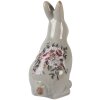 Clayre & Eef Conejo Decorativo Cerámica Gris Rosa 13x10x21 cm Country Style Vintage