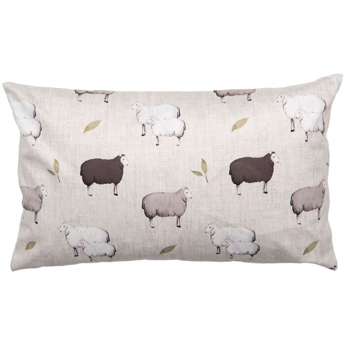 Clayre & Eef Funda de Cojín NSF36 Beige Marrón 30x50 cm Diseño Oveja Estilo Campestre