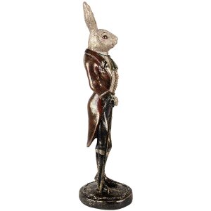 Clayre & Eef Conejo Decorativo Poliresina Beige Rojo 17x15x51 cm Figurita de Pascua