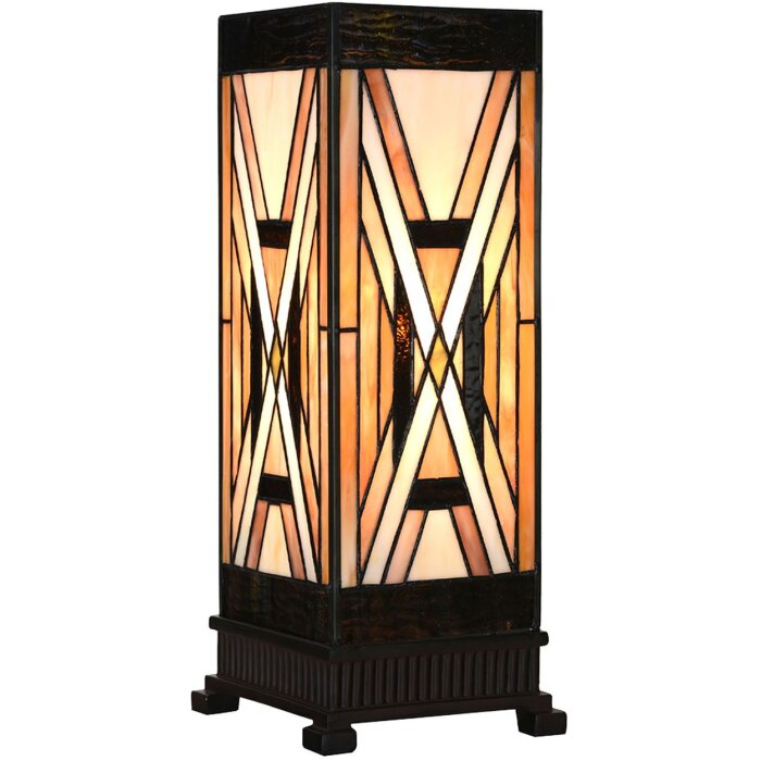 LumiLamp 5LL-6359 Lámpara de mesa Tiffany Marrón Beige 17x17x44 cm E27 40W