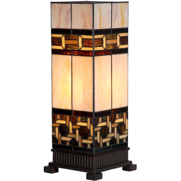 LumiLamp 5LL-6360 Lámpara de mesa Tiffany Beige Marrón 44cm E27 Cristal Poliresina
