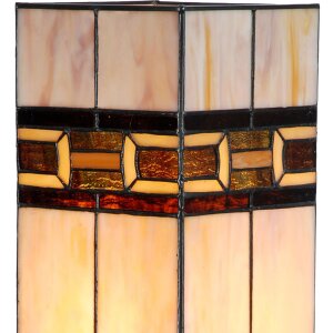 LumiLamp 5LL-6360 Lámpara de mesa Tiffany Beige Marrón 44cm E27 Cristal Poliresina