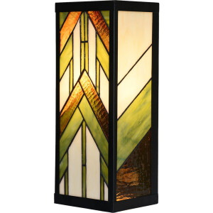 LumiLamp 5LL-6361 Aplique Tiffany Beige Verde 14x16x40 cm E27 Cristal Metal