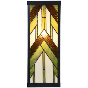 LumiLamp 5LL-6361 Aplique Tiffany Beige Verde 14x16x40 cm E27 Cristal Metal