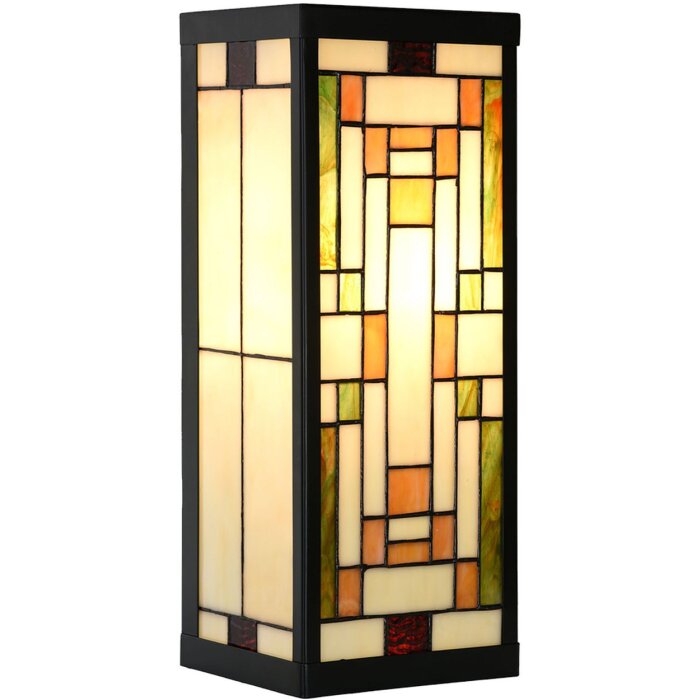 LumiLamp 5LL-6363 Aplique Tiffany Beige Verde 14x16x40cm E27 Cristal Metal
