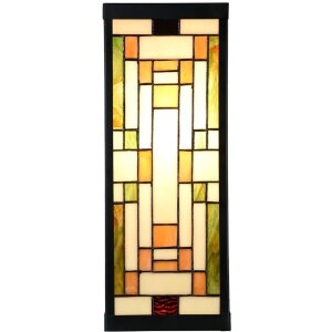 LumiLamp 5LL-6363 Aplique Tiffany Beige Verde 14x16x40cm E27 Cristal Metal