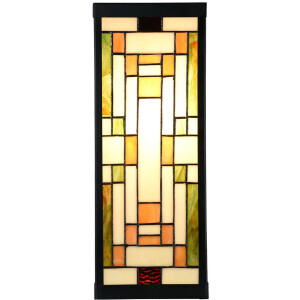 LumiLamp 5LL-6363 Aplique Tiffany Beige Verde 14x16x40cm E27 Cristal Metal
