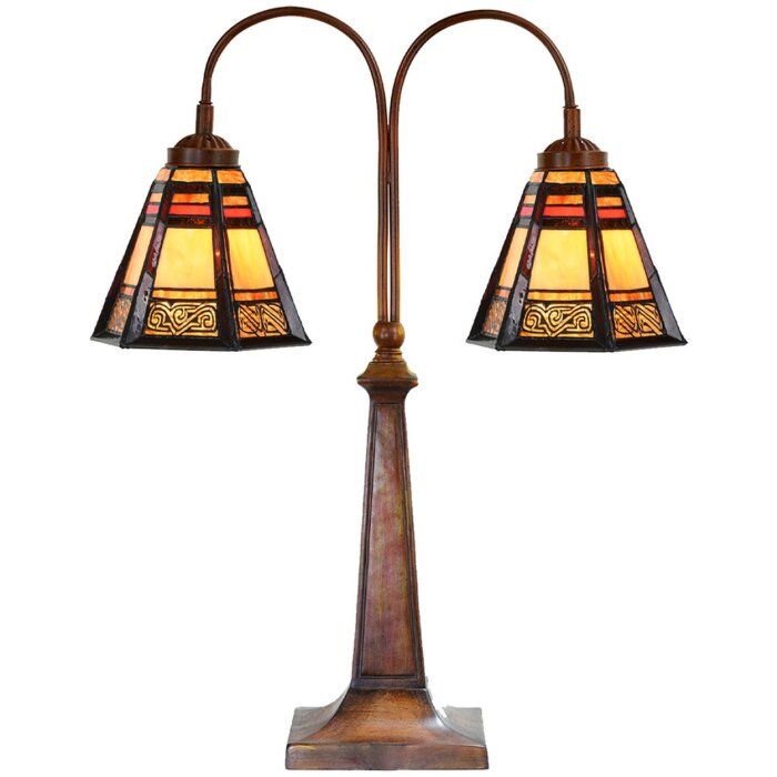 LumiLamp 5LL-6366 Lámpara de mesa Tiffany vidrio marrón 48x19x64 cm E27