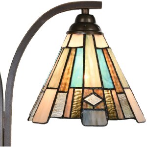 LumiLamp 5LL-6368 Lámpara de mesa Tiffany marrón azul 48x19x57cm E27 2x60W