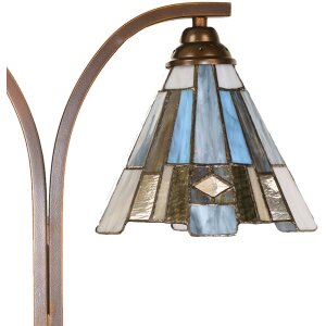 LumiLamp 5LL-6368 Lámpara de mesa Tiffany marrón azul 48x19x57cm E27 2x60W