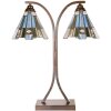 LumiLamp 5LL-6368 Lámpara de mesa Tiffany marrón azul 48x19x57cm E27 2x60W
