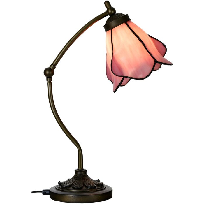LumiLamp 5LL-6369 Lámpara de mesa Tiffany rosa marrón 26x19x50cm E14