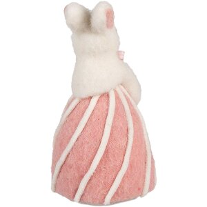 Clayre & Eef Conejo Decorativo Blanco Rosa Estilo Campestre Ø 12x21 cm