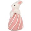 Clayre & Eef Conejo Decorativo Blanco Rosa Estilo Campestre Ø 12x21 cm