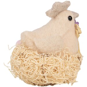 Clayre & Eef pollo decorativo estilo country beige 10x11x13 cm