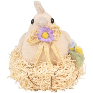 Clayre & Eef pollo decorativo estilo country beige 10x11x13 cm
