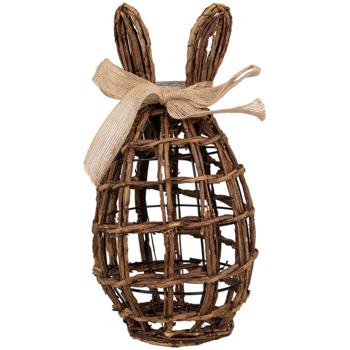 Clayre & Eef conejo decorativo ratán natural marrón 16x16x31 cm estilo country