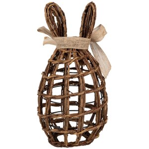 Clayre & Eef conejo decorativo ratán natural marrón 16x16x31 cm estilo country