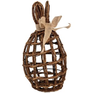 Clayre & Eef conejo decorativo ratán natural marrón 16x16x31 cm estilo country