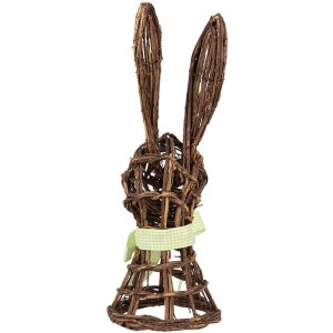 Clayre & Eef conejo decorativo ratán 17x17x40 cm con lazo estilo country