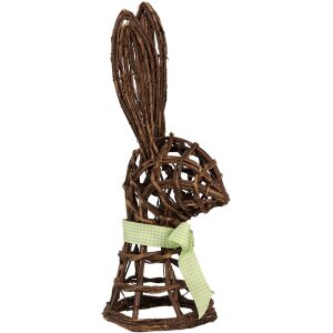 Clayre & Eef conejo decorativo ratán 17x17x40 cm con lazo estilo country