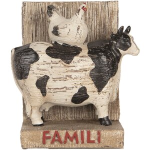Clayre & Eef Juego Sujetalibros Vacas Estilo Campestre Marrón Negro 2 piezas Poliresina
