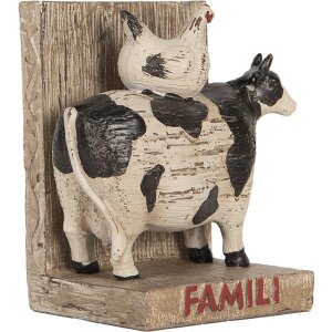 Clayre & Eef Juego Sujetalibros Vacas Estilo Campestre Marrón Negro 2 piezas Poliresina