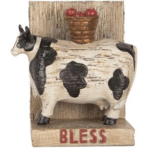 Clayre & Eef Juego Sujetalibros Vacas Estilo Campestre Marrón Negro 2 piezas Poliresina