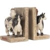 Clayre & Eef Juego Sujetalibros Vacas Estilo Campestre Marrón Negro 2 piezas Poliresina
