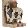 Clayre & Eef Juego Sujetalibros Vacas Estilo Campestre Marrón Negro 2 piezas Poliresina
