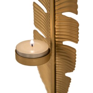 Mauro Ferretti escultura decorativa Hoja Glam Oro Negro 10x10x34 cm