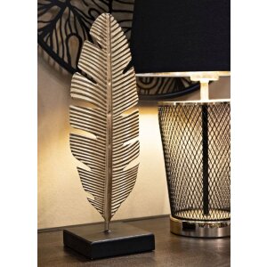 Mauro Ferretti escultura decorativa Hoja Glam Oro Negro 10x10x34 cm