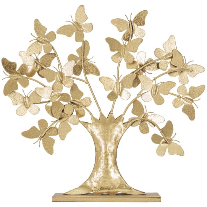 Mauro Ferretti decoración árbol de la vida con mariposas 31x8x30 cm color oro