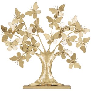 Mauro Ferretti decoración árbol de la vida con mariposas 31x8x30 cm color oro