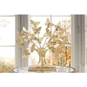 Mauro Ferretti decoración árbol de la vida con mariposas 31x8x30 cm color oro