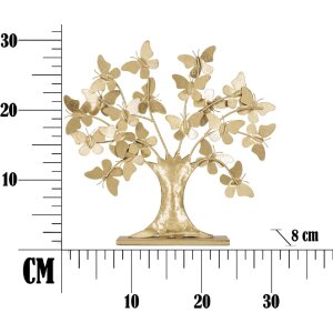 Mauro Ferretti decoración árbol de la vida con mariposas 31x8x30 cm color oro