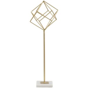 Mauro Ferretti escultura Cubo 16x18x52,5 cm dorado-blanco