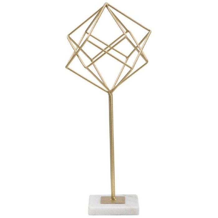 Mauro Ferretti escultura Cubo 16x18x41,5 cm dorado-blanco