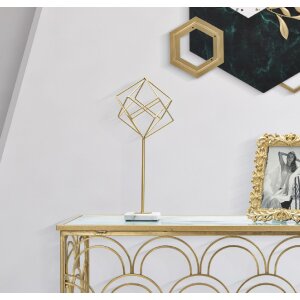 Mauro Ferretti escultura Cubo 16x18x41,5 cm dorado-blanco
