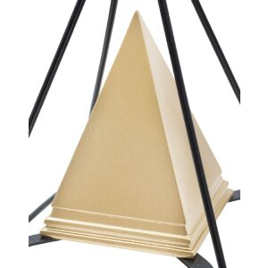 Mauro Ferretti escultura pirámide con marco de metal 15x15x21 cm oro-negro