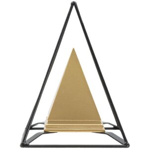 Mauro Ferretti escultura pirámide con marco de metal 15x15x21 cm oro-negro