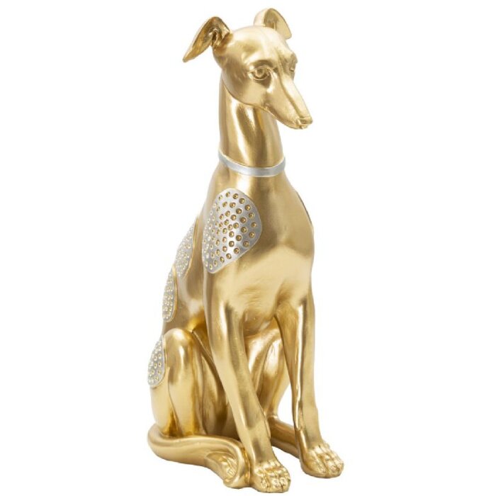 Mauro Ferretti escultura perro Sit Dog 19,8x10x29 cm oro plata