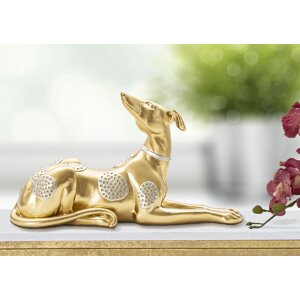 Mauro Ferretti escultura perro 32,2x9,5x18,3 cm oro plata