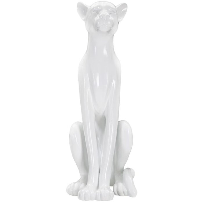 Mauro Ferretti figura leopardo sentado 27x38x74 cm blanco