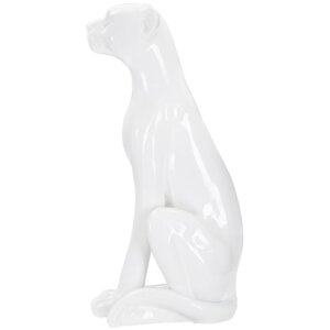 Mauro Ferretti figura leopardo sentado 27x38x74 cm blanco