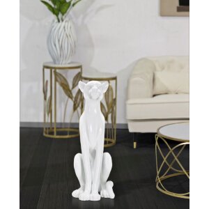 Mauro Ferretti figura leopardo sentado 27x38x74 cm blanco