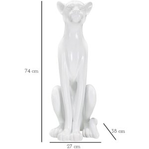 Mauro Ferretti figura leopardo sentado 27x38x74 cm blanco