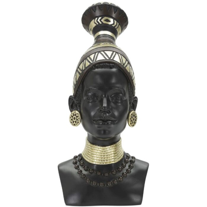 Mauro Ferretti Busto Massai Mujer Tribu 23x19x38,5 cm negro