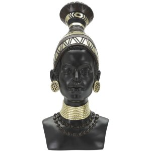 Mauro Ferretti Busto Massai Mujer Tribu 23x19x38,5 cm negro